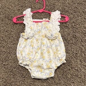 Floral Yellow and White Kids One Piece